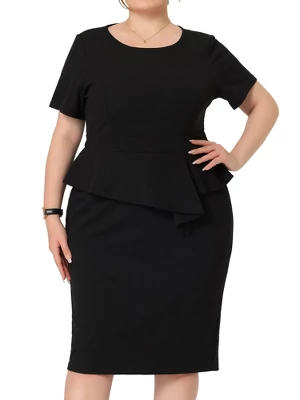 Agnes Orinda Women's Plus Size Short Sleeve Work Formal Body-con Pencil Sheath Dresses 8 Agnes Orinda Women's Plus Size Short Sleeve Work Formal Body-con Pencil Sheath Dresses - Image 6