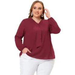 Agnes Orinda Women's Plus Size Office Fashion Long Sleeves Ribbon Front Chiffon Top 10 Agnes Orinda Women's Plus Size Office Fashion Long Sleeves Ribbon Front Chiffon Top -Agnes Orinda GUEST ca9211e5 4f71 4b18 9d7e 3a85236792e2