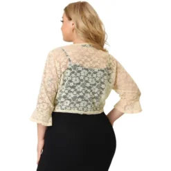 Agnes Orinda Women's Plus Size Tie Front Lace Hollow Out Crop Shrug 14 Agnes Orinda Women's Plus Size Tie Front Lace Hollow Out Crop Shrug -Agnes Orinda GUEST caed8699 8eec 4576 8e05 496155afba44