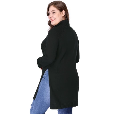 Agnes Orinda Women's Plus Turtleneck Side Slit Long Sleeve Sweater 5 Agnes Orinda Women's Plus Turtleneck Side Slit Long Sleeve Sweater - Image 3