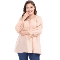 Agnes Orinda Women's Plus Size Long Sleeve Tie Winter Trendy Basic Tunic Blouse -Agnes Orinda GUEST cb20b5c5 825a 4227 9e57 471a05daaa9b
