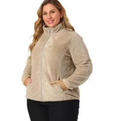 Agnes Orinda Women's Plus Size Lapel Fleece Fuzzy Faux Shearling Zip Up Shaggy Oversized Coat Jackets -Agnes Orinda GUEST cb25655f 737c 4179 955b d2fe58237cf4