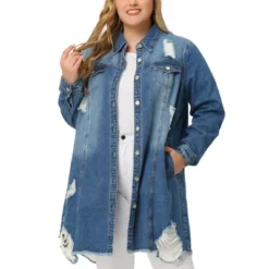 Agnes Orinda Women's Plus Size Classic Jean Distressed Fray Hem Trucker Denim Jackets -Agnes Orinda GUEST cb9aa4db 5367 4d01 964a 25f50d69ac47