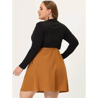 Agnes Orinda Women's Plus Size Corduroy Button Mid-Rise A-Line Mini Skirts 5 Agnes Orinda Women's Plus Size Corduroy Button Mid-Rise A-Line Mini Skirts - Image 3