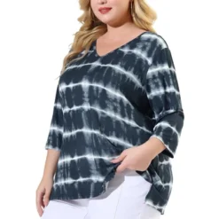 Agnes Orinda Women's Plus Size Tie Dye Side Slit 3/4 Sleeve Stripe V Neck Blouses 23 Agnes Orinda Women's Plus Size Tie Dye Side Slit 3/4 Sleeve Stripe V Neck Blouses -Agnes Orinda GUEST cd95020f 7312 4746 9f50 62d5a01e1205