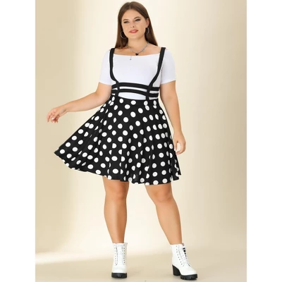 Agnes Orinda Plus Size Suspender Skirt For Women Detachable Strap A-Line Polka Dots Skirts 4 Agnes Orinda Plus Size Suspender Skirt For Women Detachable Strap A-Line Polka Dots Skirts - Image 2