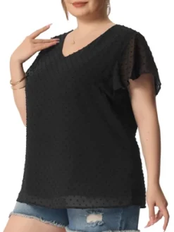 Agnes Orinda Plus Size Blouses For Women Tired Flare Sleeve V Neck Swiss Dots Tops 18 Agnes Orinda Plus Size Blouses For Women Tired Flare Sleeve V Neck Swiss Dots Tops -Agnes Orinda GUEST cf432573 1e6c 47d3 af34 01b207b17650