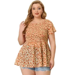 Agnes Orinda Women's Plus Size Chiffon Smock Waist Ditsy Floral Peplum Blouse 14 Agnes Orinda Women's Plus Size Chiffon Smock Waist Ditsy Floral Peplum Blouse -Agnes Orinda GUEST cf698184 506d 4b9f 9648 da4cd2d148c1