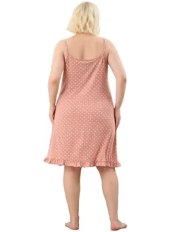 Agnes Orinda Women's Plus Size Comfort Ruffle Hem Polka Dots Sleeveless Nightgown -Agnes Orinda GUEST cf99f028 611e 436e b2a1 6cb1410fb18d