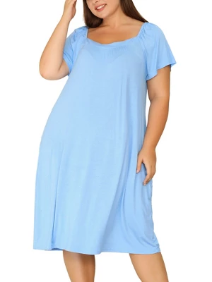 Agnes Orinda Women's Plus Size Knit Sweetheart Neck Short Sleeve Nightgowns 7 Agnes Orinda Women's Plus Size Knit Sweetheart Neck Short Sleeve Nightgowns - Image 5