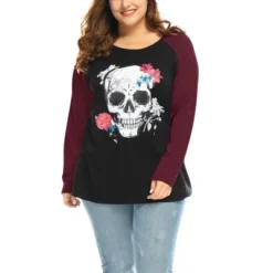 Agnes Orinda Women's Plus Size Floral Skull Contrast Color Raglan T-shirt 18 Agnes Orinda Women's Plus Size Floral Skull Contrast Color Raglan T-shirt -Agnes Orinda GUEST d06508bc 24fc 487f a341 d87d59ce0cb0
