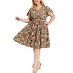 Agnes Orinda Women's Plus Size V Neck Floral Empire Waist Dresses 14 Agnes Orinda Women's Plus Size V Neck Floral Empire Waist Dresses -Agnes Orinda GUEST d0f16316 6ef3 41f8 879b 9c8337e1b842