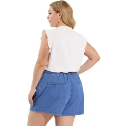 Agnes Orinda Women's Plus Size Denim Shorts Casual Drawstring Elastic Waist Jean Short Pants -Agnes Orinda GUEST d1b1396f 448e 4139 a043 b64496f6f654