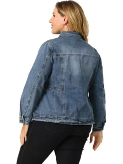 Agnes Orinda Women's Plus Size Classic Denim Washed Front Long Sleeve Jean Jackets -Agnes Orinda GUEST d3137e7f 50ca 41b8 99ee df971f8d29fb