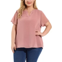 Agnes Orinda Women's Plus Size Pin Dots V-Neck Dressy Trendy Fashion Summer Blouses -Agnes Orinda GUEST d3637e6b 5e7b 44f1 8ace c8e0d4c7b0b8
