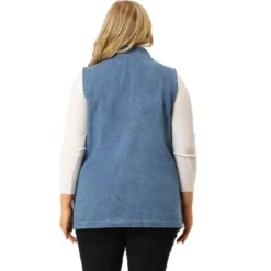 Agnes Orinda Women's Plus Size Denim Relax Notched Lapel Jacket Vest -Agnes Orinda GUEST d41fb131 0ec0 4aac 804d 3668c2c922e6