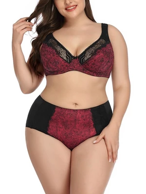 Agnes Orinda Women's Plus Size Underwire Retro Lace Trim Push-Up Bra And Panty Set 8 Agnes Orinda Women's Plus Size Underwire Retro Lace Trim Push-Up Bra And Panty Set - Image 6