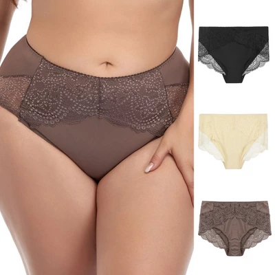 Agnes Orinda Women's 3-Pack Lace Trim High Rise Solid Brief Stretchy Underwear 9 Agnes Orinda Women's 3-Pack Lace Trim High Rise Solid Brief Stretchy Underwear - Image 7