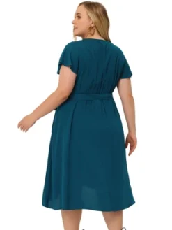 Agnes Orinda Women's Plus Size Short Sleeve Lace Insert High Low Belt A-Line Boho Midi Dress -Agnes Orinda GUEST d53ee728 3a5d 4bcd 8f4e 5fca497284aa