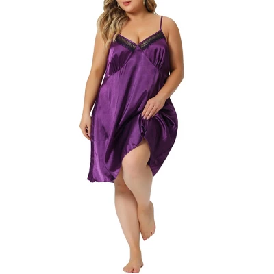 Agnes Orinda Women's Plus Size Satin V-Neck Sleeveles Lace Trim Nightgown 3 Agnes Orinda Women's Plus Size Satin V-Neck Sleeveles Lace Trim Nightgown