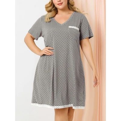 Agnes Orinda Womens Plus Size V Neck Polka Dots Short Sleeve Sleepwear Pajamas Nightgown 3 Agnes Orinda Womens Plus Size V Neck Polka Dots Short Sleeve Sleepwear Pajamas Nightgown