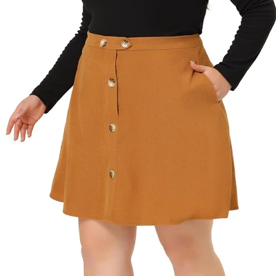 Agnes Orinda Women's Plus Size Corduroy Button Mid-Rise A-Line Mini Skirts 7 Agnes Orinda Women's Plus Size Corduroy Button Mid-Rise A-Line Mini Skirts - Image 5