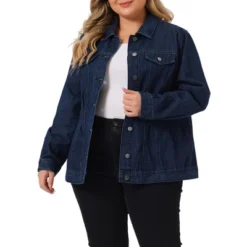 Agnes Orinda Women's Plus Size Classic Denim Washed Front Long Sleeve Jean Jackets -Agnes Orinda GUEST d7b4cea5 a2a6 48a7 b91c 5568b40dcb45