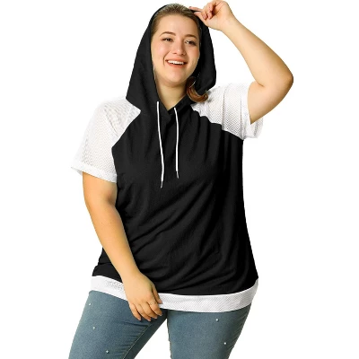 Agnes Orinda Women's Plus Size Hoodies Raglan Short Sleeve Drawstring Top 8 Agnes Orinda Women's Plus Size Hoodies Raglan Short Sleeve Drawstring Top - Image 6