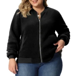 Agnes Orinda Women's Plus Size Shearling Fluffy Fuzzy Long Sleeve Zip Up Fleece Jackets -Agnes Orinda GUEST d87f8a64 be02 4fe0 aa33 9195fc3d5ccc