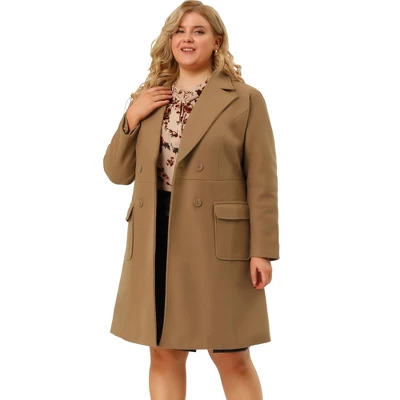 Agnes Orinda Women's Plus Size Winter Peacoat Notched Lapel Double Breasted Long Overcoats 10 Agnes Orinda Women's Plus Size Winter Peacoat Notched Lapel Double Breasted Long Overcoats - Image 8