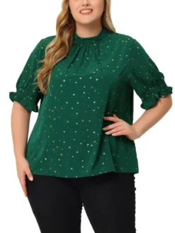 Agnes Orinda Women's Plus Size Work Pleated Keyhole Back Star Print Puff Sleeve Blouses 15 Agnes Orinda Women's Plus Size Work Pleated Keyhole Back Star Print Puff Sleeve Blouses -Agnes Orinda GUEST d9a370fb c61c 4d88 a193 6fc6b9f1086b