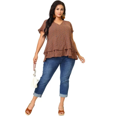 Agnes Orinda Women's Plus Size Retro Layered Peplum Boho Blouse 4 Agnes Orinda Women's Plus Size Retro Layered Peplum Boho Blouse - Image 2