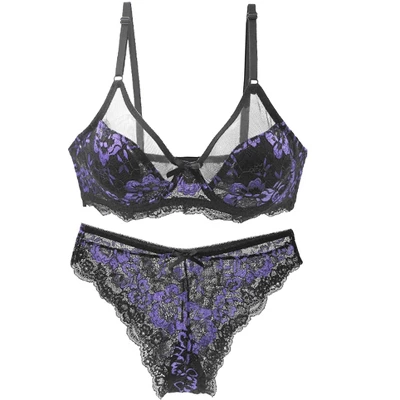 Agnes Orinda Women's Underwire Floral Lace Mesh Push-Up 2-Hook Lace Trim Bra And Panty Set 8 Agnes Orinda Women's Underwire Floral Lace Mesh Push-Up 2-Hook Lace Trim Bra And Panty Set - Image 6