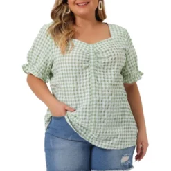 Agnes Orinda Women's Plus Size Gingham 1950s Sweetheart Neck Plaid Blouse 17 Agnes Orinda Women's Plus Size Gingham 1950s Sweetheart Neck Plaid Blouse -Agnes Orinda GUEST db8b4cef 20bd 497b a1ba 0e0e416fedd1
