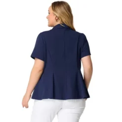 Agnes Orinda Women's Plus Size Formal Office Work Short Sleeve Button Blazers -Agnes Orinda GUEST db90b000 c598 4da0 bf0a 65f0d02a7c76