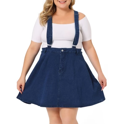Agnes Orinda Women's Plus Size Adjustable Strap Jeans Suspender Cross Back Mini Denim A-Line Skirts 9 Agnes Orinda Women's Plus Size Adjustable Strap Jeans Suspender Cross Back Mini Denim A-Line Skirts - Image 7