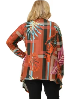 Agnes Orinda Women's Plus Size Tropical Asymmetrical Hem Knit Cardigan -Agnes Orinda GUEST dd2b26cc 061d 4844 afc5 f620be79b08c