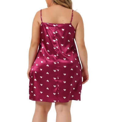 Agnes Orinda Women's Plus Size Satin Heart Print Sleeveless Nightgown 5 Agnes Orinda Women's Plus Size Satin Heart Print Sleeveless Nightgown - Image 3