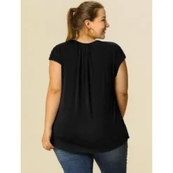 Agnes Orinda Women's Plus Size Round Neck Ruched Short Sleeve Summer Casual Blouses -Agnes Orinda GUEST dd898922 17fe 4229 ab1c d3b00c00bbfb