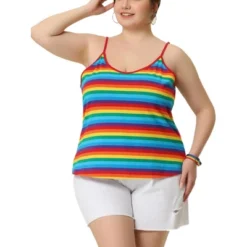 Agnes Orinda Women's Plus Size Stripe Strap Sleeveless Stretch Colorful Camisole 22 Agnes Orinda Women's Plus Size Stripe Strap Sleeveless Stretch Colorful Camisole -Agnes Orinda GUEST de82f0ab eddc 4e65 92ff acf6fd4c80da