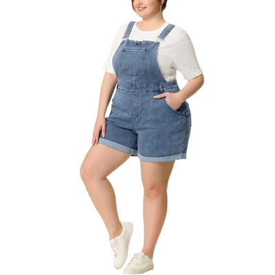 Agnes Orinda Women's Plus Size Adjustable Strap Pocket Roll Hem Denim Overall Jean Shorts 12 Agnes Orinda Women's Plus Size Adjustable Strap Pocket Roll Hem Denim Overall Jean Shorts - Image 10