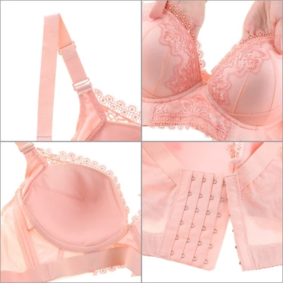 Agnes Orinda Women Plus Full Coverage Wirefree 6-Hook Lace Trim Adjustable Straps Comfort Bra 4 Agnes Orinda Women Plus Full Coverage Wirefree 6-Hook Lace Trim Adjustable Straps Comfort Bra - Image 2