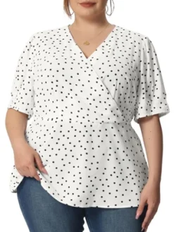 Agnes Orinda Women's Plus Size Polka Dots V Neck Short Sleeve Wrap Peplum Blouse 17 Agnes Orinda Women's Plus Size Polka Dots V Neck Short Sleeve Wrap Peplum Blouse -Agnes Orinda GUEST df1105c4 301f 4806 bf30 d1359362daef