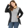 Agnes Orinda Womens Plus Size Tunic Tops Criss Cross V Neck Long Sleeve T Shirt Casual Tops