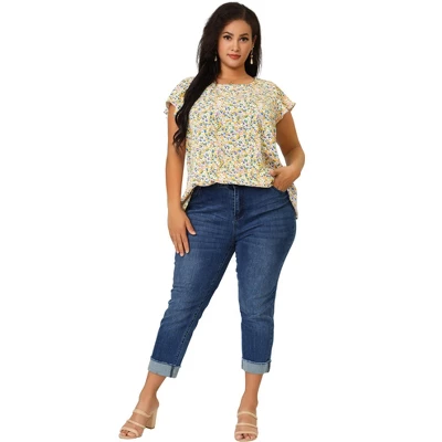 Agnes Orinda Women's Plus Size Floral Short Sleeve Casual Blouse 4 Agnes Orinda Women's Plus Size Floral Short Sleeve Casual Blouse - Image 2