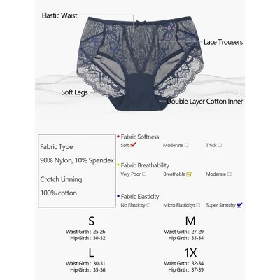 Agnes Orinda Women's Sheer Lace Trim High Rise Solid Brief Stretchy Underwear 6 Agnes Orinda Women's Sheer Lace Trim High Rise Solid Brief Stretchy Underwear - Image 4