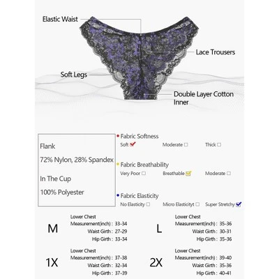 Agnes Orinda Women's Underwire Floral Lace Mesh Push-Up 2-Hook Lace Trim Bra And Panty Set 7 Agnes Orinda Women's Underwire Floral Lace Mesh Push-Up 2-Hook Lace Trim Bra And Panty Set - Image 5