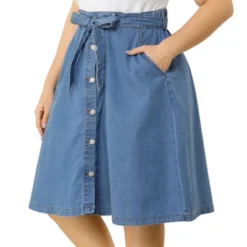 Agnes Orinda Women's Plus Size Denim Tie Waist Button Front A-Line Midi Skirts 18 Agnes Orinda Women's Plus Size Denim Tie Waist Button Front A-Line Midi Skirts -Agnes Orinda GUEST e4fef5b6 4e78 4832 a66a 9e3b2ba9b316