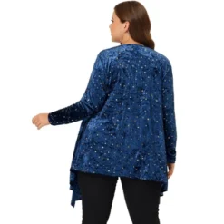 Agnes Orinda Women's Plus Size Elegant 3/4 Sleeve Star Print Shrug Cardigan -Agnes Orinda GUEST e5fb820e ebfd 49c7 a574 ec3f21042157