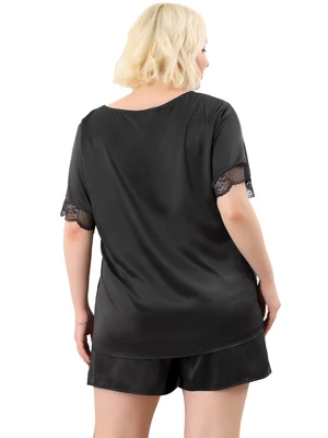 Agnes Orinda Plus Size Satin Pajamas Women's 2023 Summer Lace V Neck Short Sleeve With Shorts Silk Set Sleepwear 6 Agnes Orinda Plus Size Satin Pajamas Women's 2023 Summer Lace V Neck Short Sleeve With Shorts Silk Set Sleepwear - Image 4